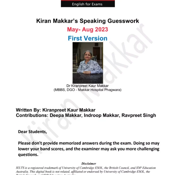ماکار آیلتس اسپیکینگ | کتاب انگلیسی Makkar IELTS Speaking May- Aug 2023 First Version