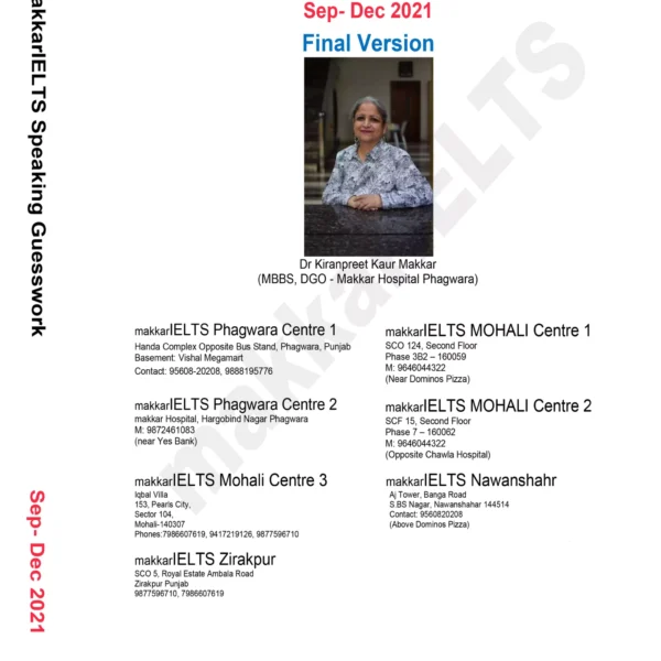 ماکار آیلتس اسپیکینگ | کتاب انگلیسی Makkar IELTS Speaking Sep – Dec 2021 Final Version