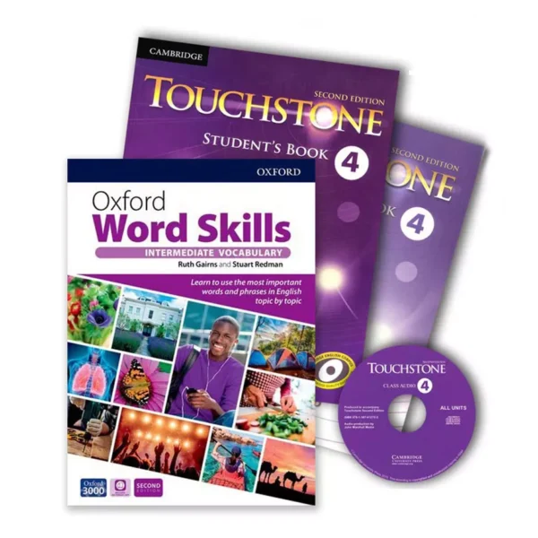 پک تاچ استون 4 + ورد اسکیلز اینترمدیت | کتاب انگلیسی Touchstone 4 + Oxford Word Skills Intermediate